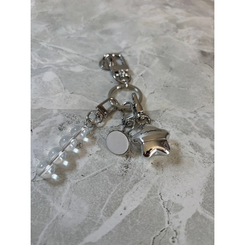 Rare MAC Cosmetics Silver Star Lip Balm Holder Keychain Bag Charm HTF Authentic